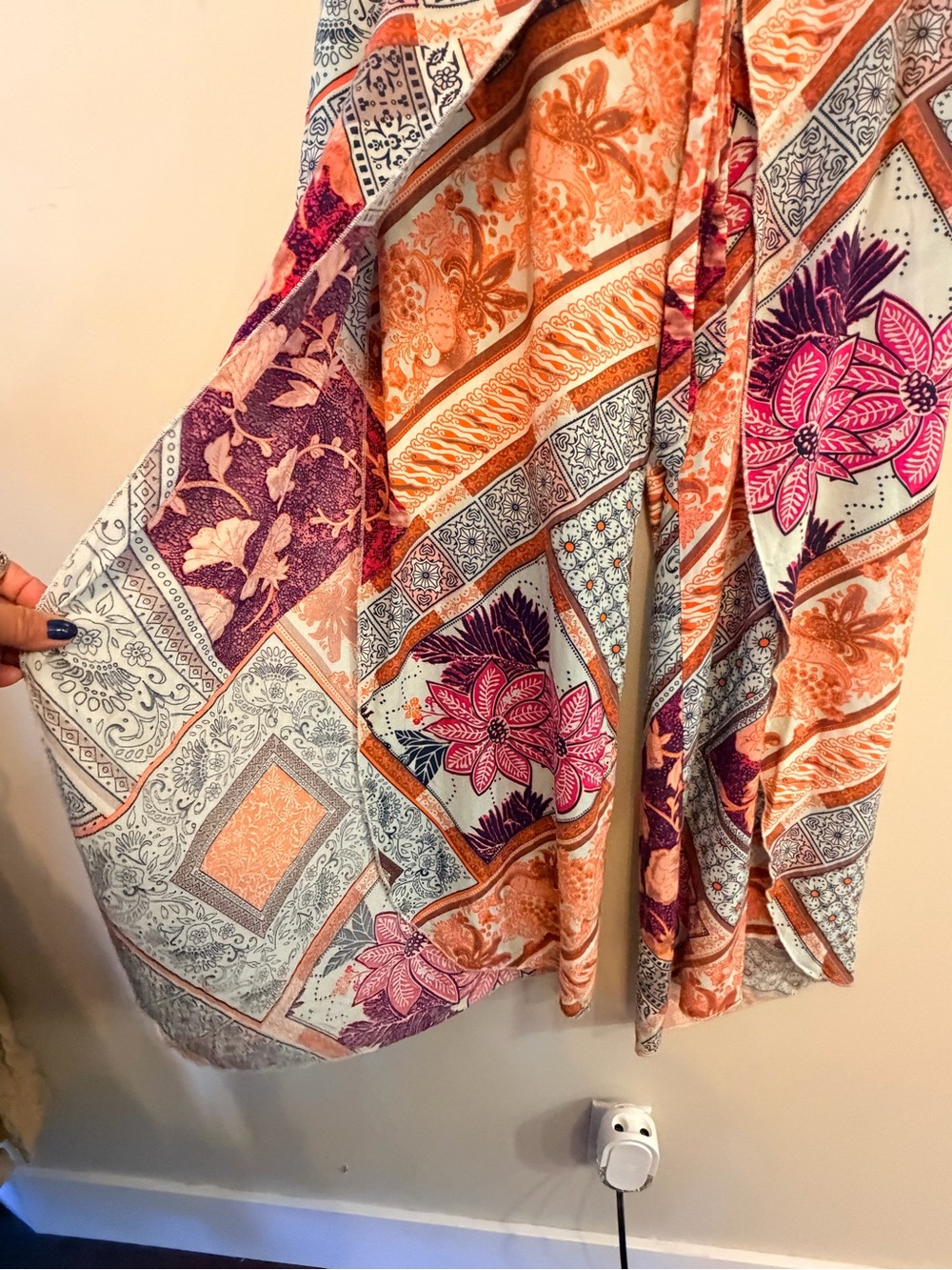 UK2LA Scarf Print Wrap Style Palazzo Pants | Boho Resort Wide Leg Rayon Pants - Picture 5 of 6